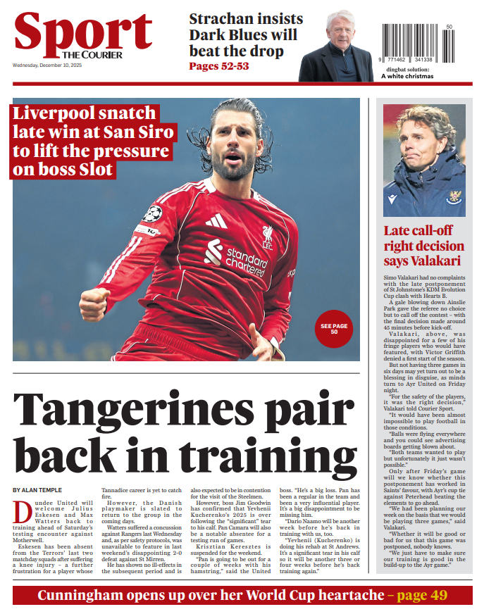 The back page of The Courier on 101225