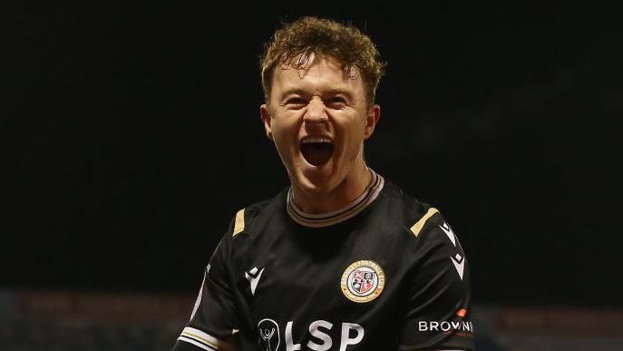 Jude Arthurs celebrating his goal at Gillingham last season