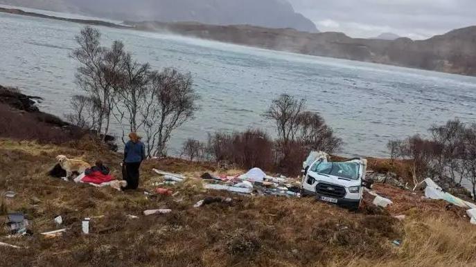 Wreckage of motorhome 