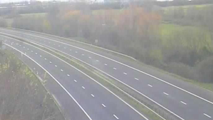 Both M49 northbound and southbound carriageways are empty after the crash which happened on Thursday