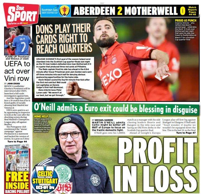 The back page of the Scottish edition of The Star