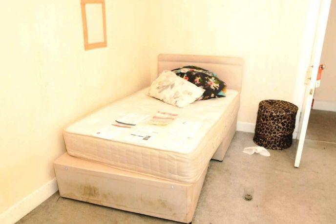 A bed inside the brothel on Bright Street, Dundee