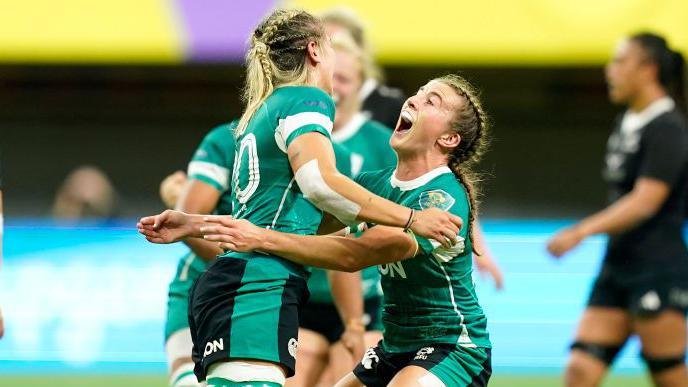 Ireland players celebrate after the final whistle