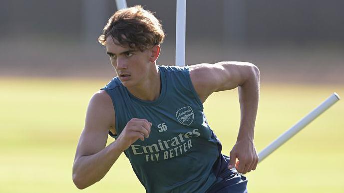 Max Dowman in training with Arsenal
