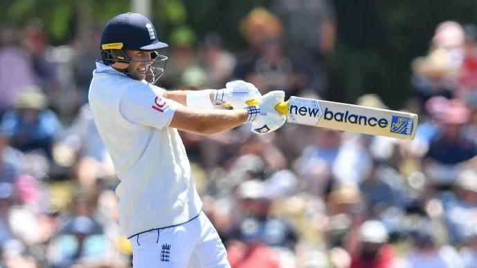 Joe Root bats during day four of the first Test against New Zealand in Christchurch