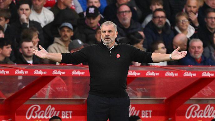 Ange Postecoglou reacts during the Sunderland loss