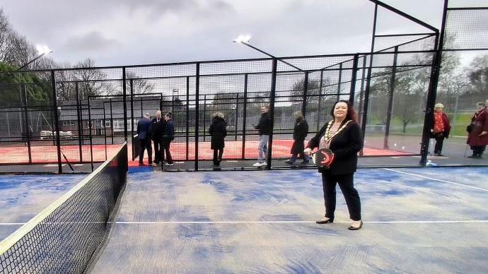 Mayor of Erewsh playing tennis in Ilkeston