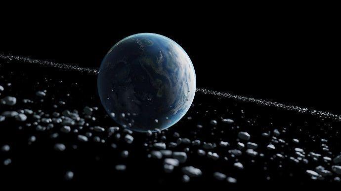 An artist's impressions of asteroid debris around Earth