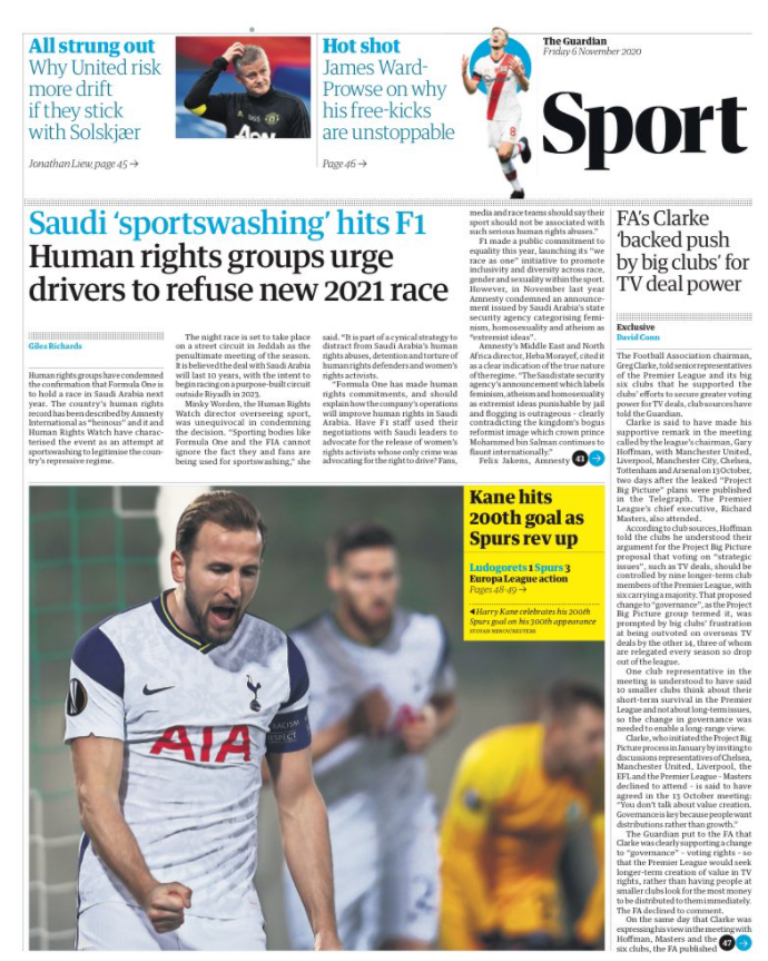 Friday's Guardian back page