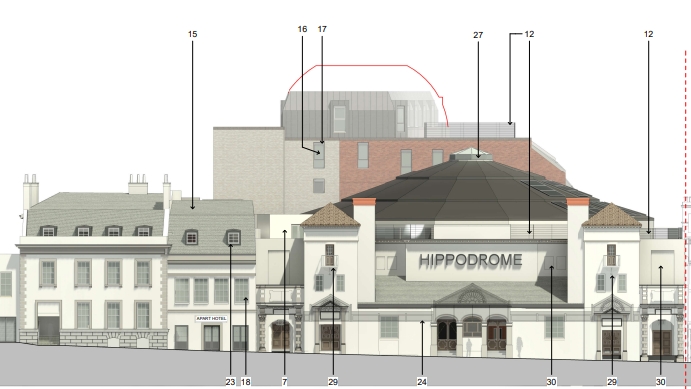 Design proposals for the front of Brighton's Hippodrome