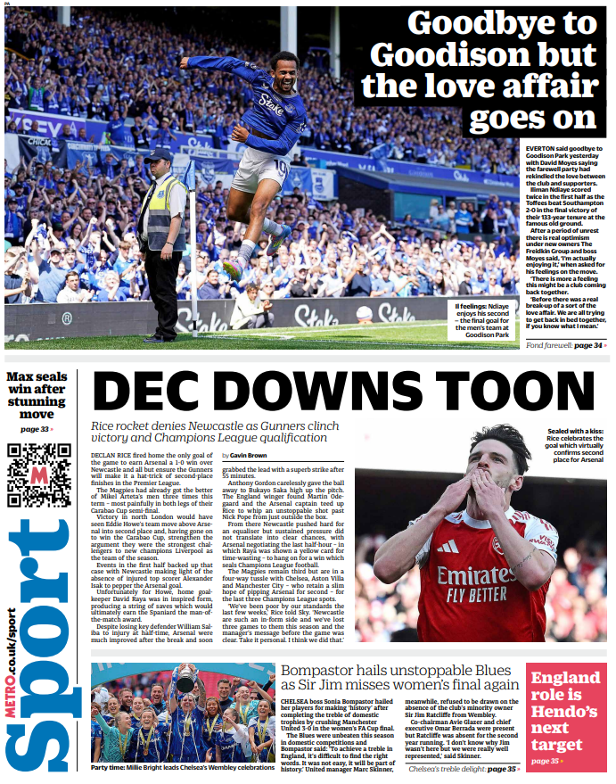 Metro back page