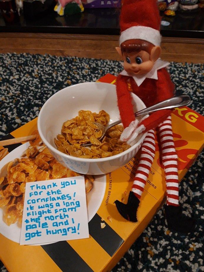 xmas elf eating cornflakes!