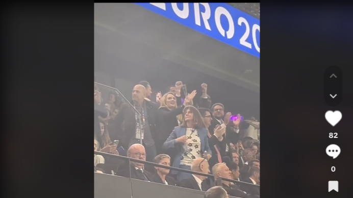 Adele in crowd to watch England v Netherlands.