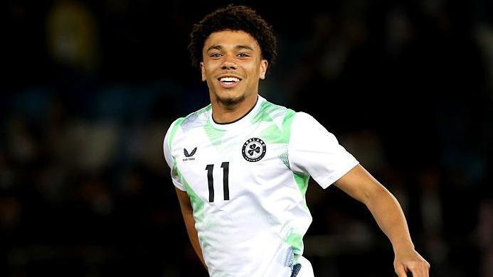 A shot of Leon Ayinde playing for the Republic of Ireland Under 21s