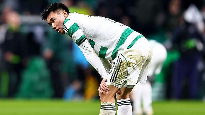 Yang Hyun-Jun of Celtic looks dejected following the UEFA Europa League defeat to Stuttgart