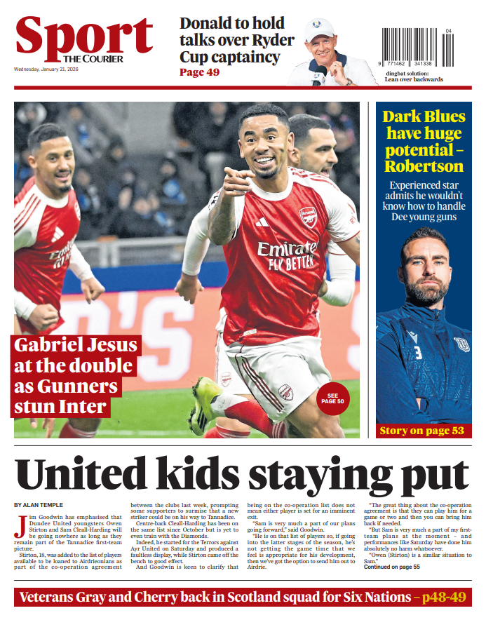 The back page of The Courier on 210126