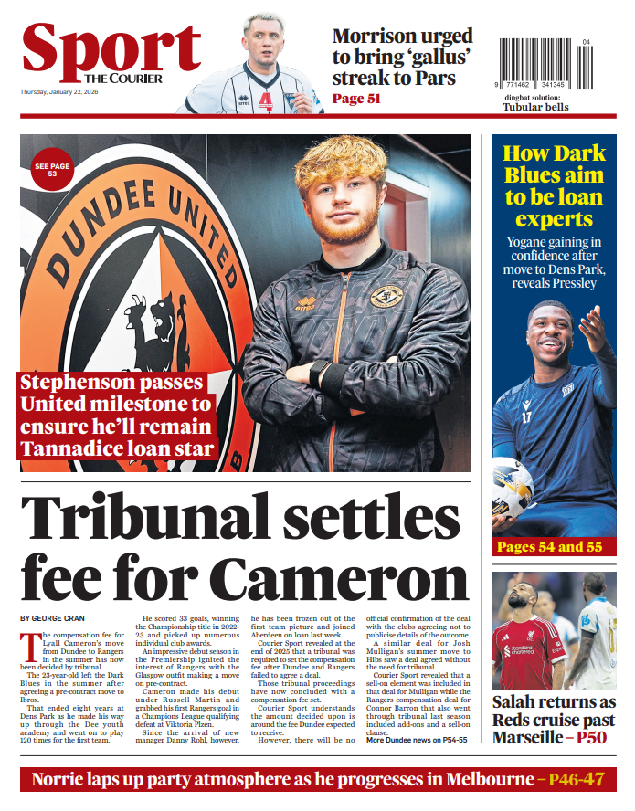 The back page of The Courier on 220126