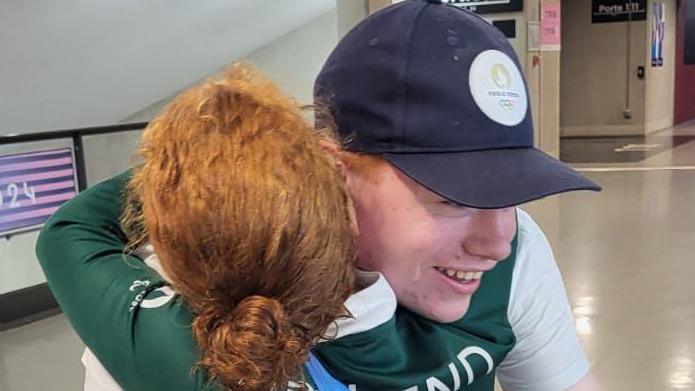 Paralympian Dearbhaile Brady hugs brother Matthew