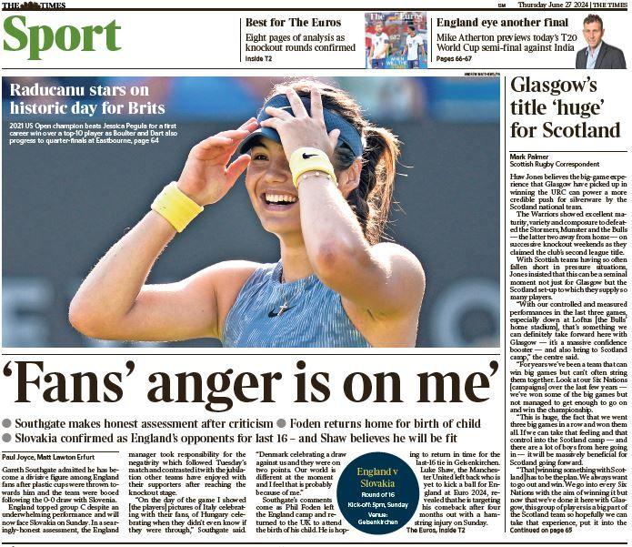 The Times back page