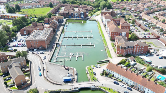 A drone image taken above Bridgwater Docks.