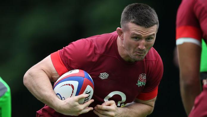 Tom Curry in action during England training