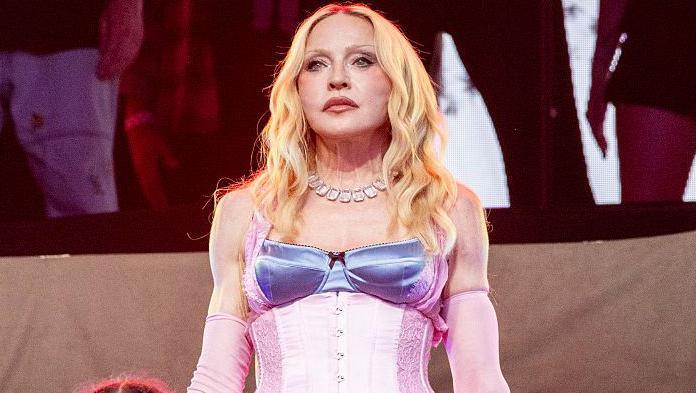 Madonna is seen performing a surprise concert in Times Square on June 04, 2026 in New York City.
