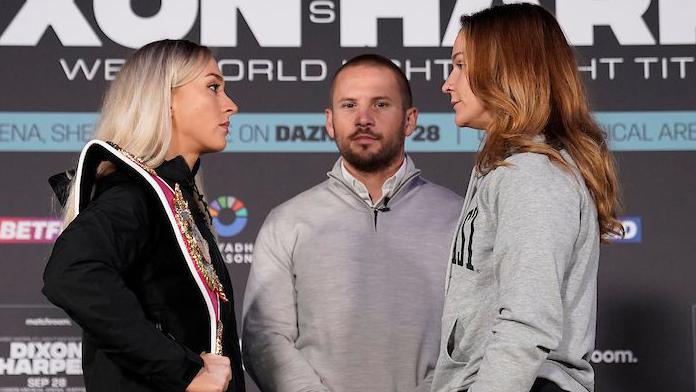 Rhiannon Dixon and Terri Harper look disconnected earlier their world-title contest