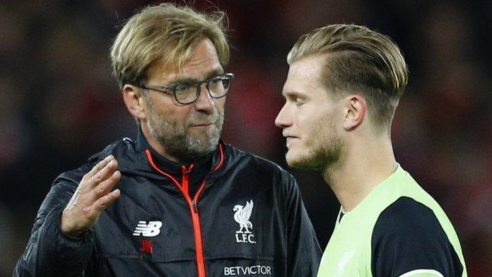 Liverpool manager Jurgen Klopp (left) and keeper Loris Karius