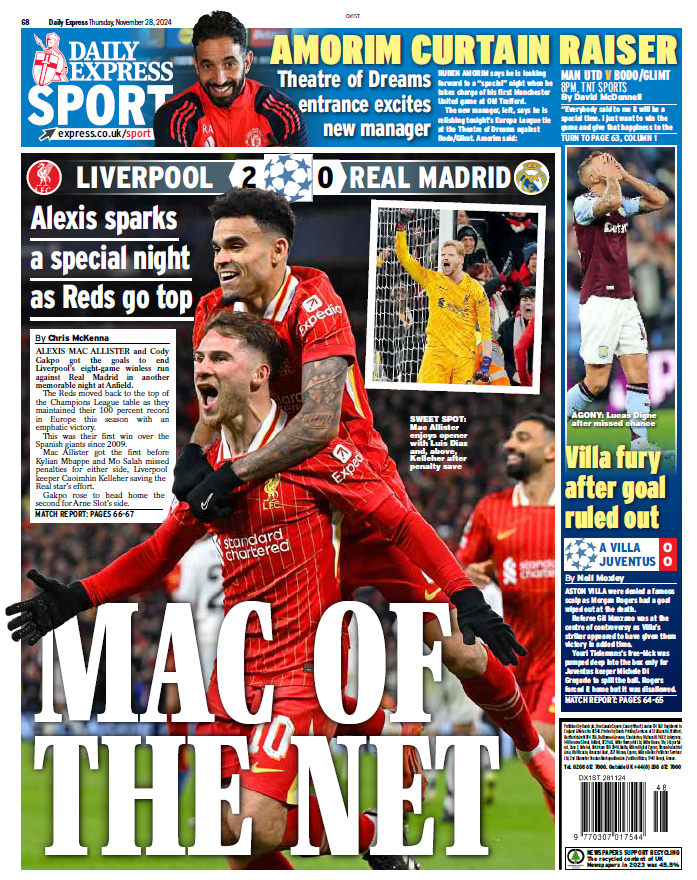 Back page of the Express