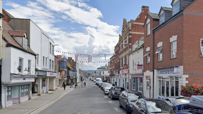 Street with cars parked along