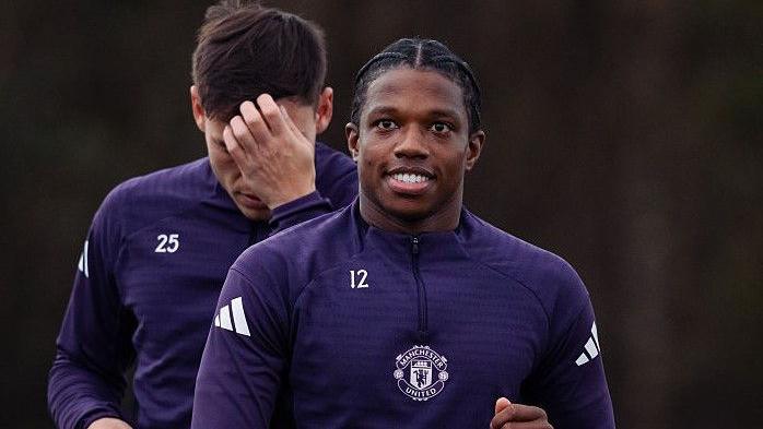 Tyrell Malacia training for Manchester United