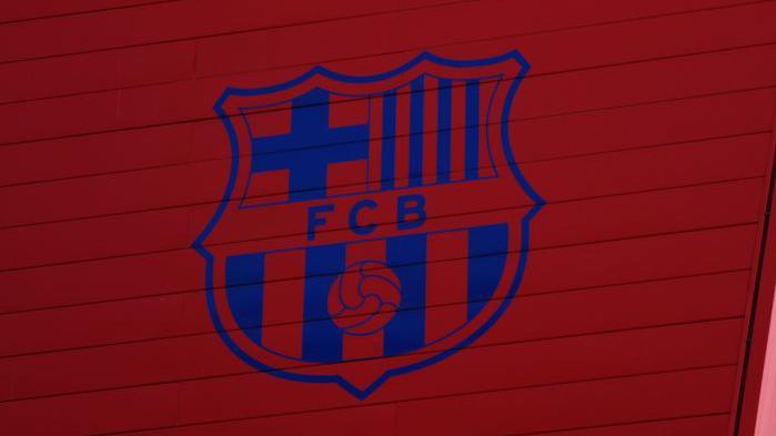 Barcelona club crest on a red background