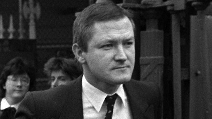 Black and white image of Pat Finucane