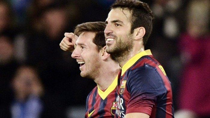 Lionel Messi and Cesc Fabregas