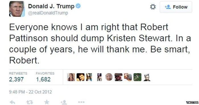 Trump tweet about Robert Pattinson