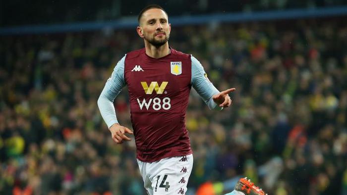 Conor Hourihane celebrates scoring against Norwich for Aston Villa in December 2019