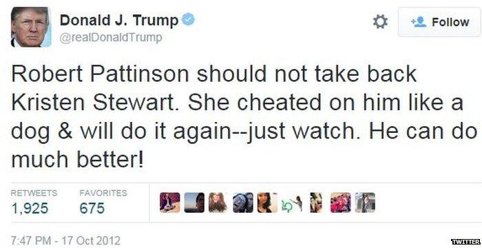 Trump tweet about Robert Pattinson