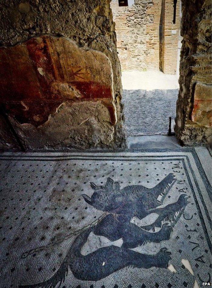 Pompeii dog mosaic