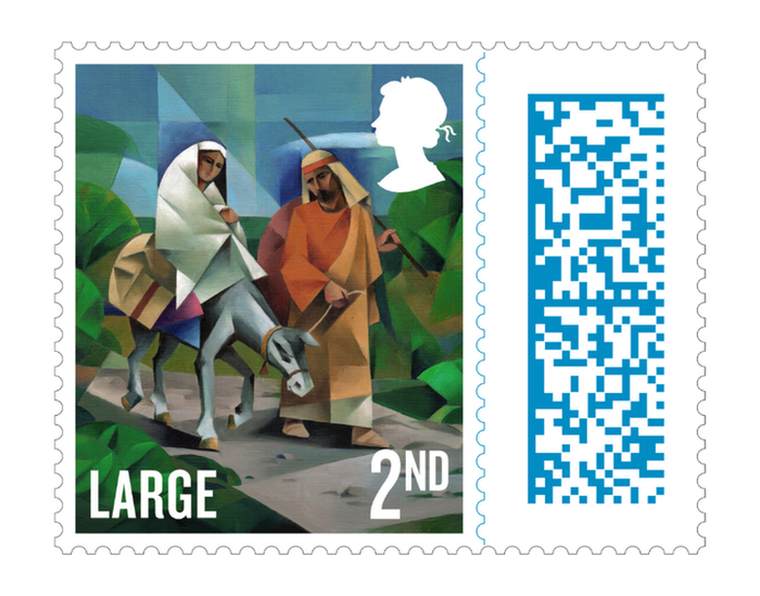 Mary and Joseph on stamp