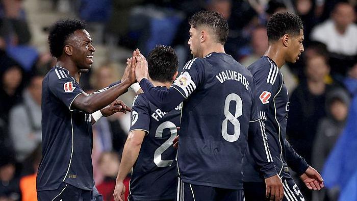 Vinicius Jr and Real Madrid players celebrate