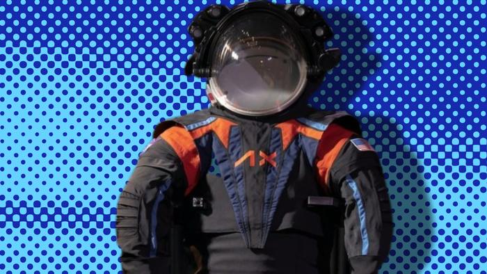 Axiom spacesuit, black with orange stitching