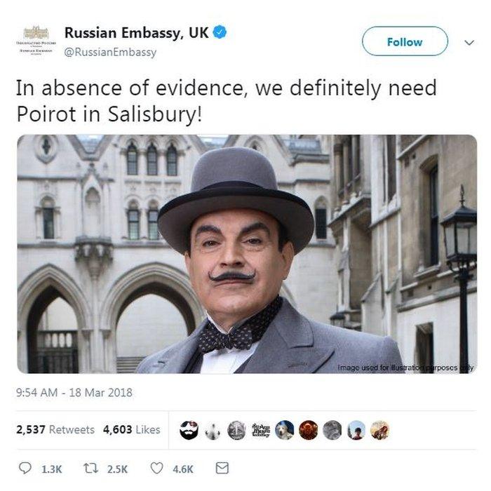 Screengrab of tweet from Russian Embassy