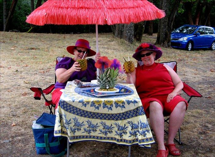 Two women having a drink