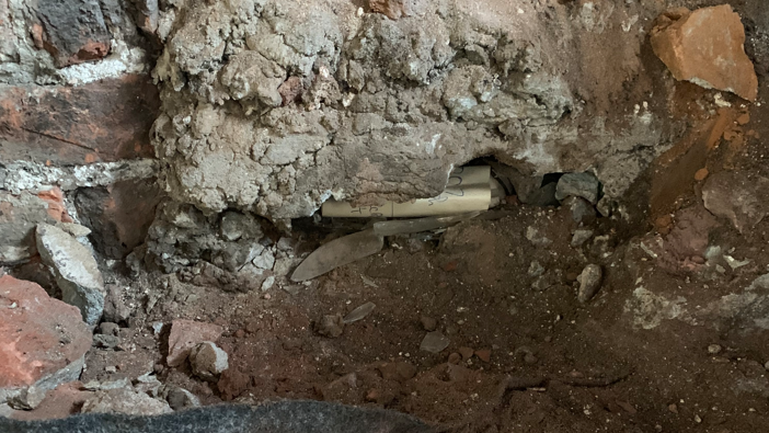 Note in glass bottle in fireplace at Elizabeth Castle