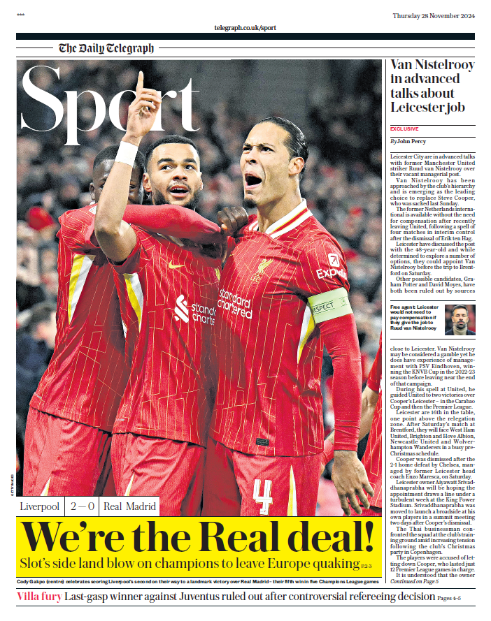 Back page of the Telegraph