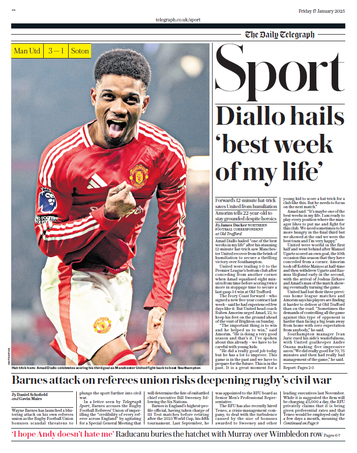 Telegraph back page