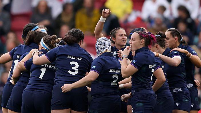 Scotland in a team huddle