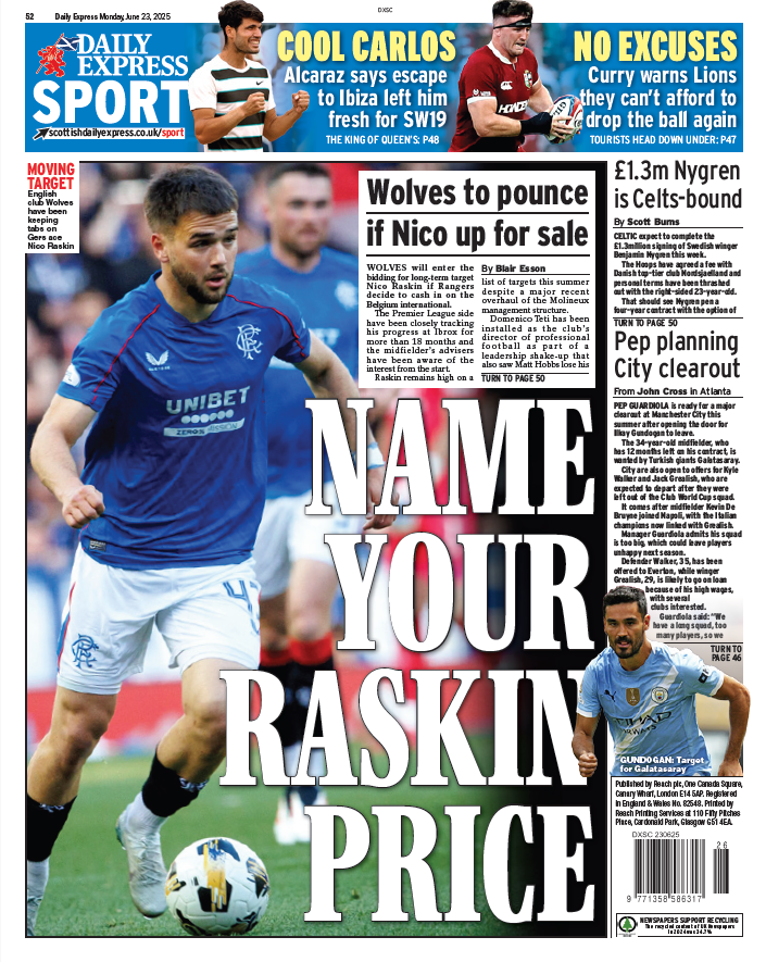 Scottish Daily Express back page