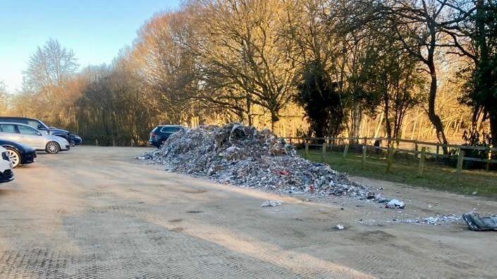 Fly-tipped mess in Weald Country Park's car park