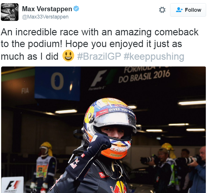 Max Verstappen tweet